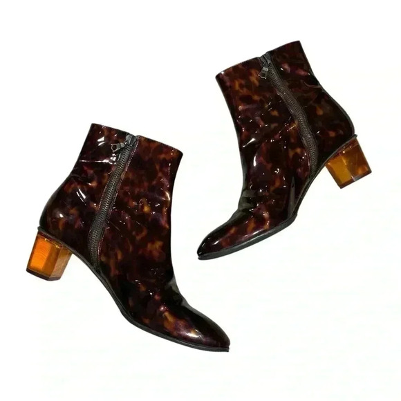 Dries Van Noten DVN Tortoise Ankle Boots Booties Size 37 6.5 Made in Italy - Picture 4 of 9